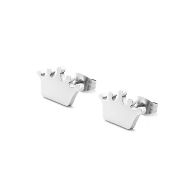 Pendientes para mujer en acero inoxidable de la marca portuguesa Twobrothers Crown - Pendientes elegantes - Pendientes con corona para mujer