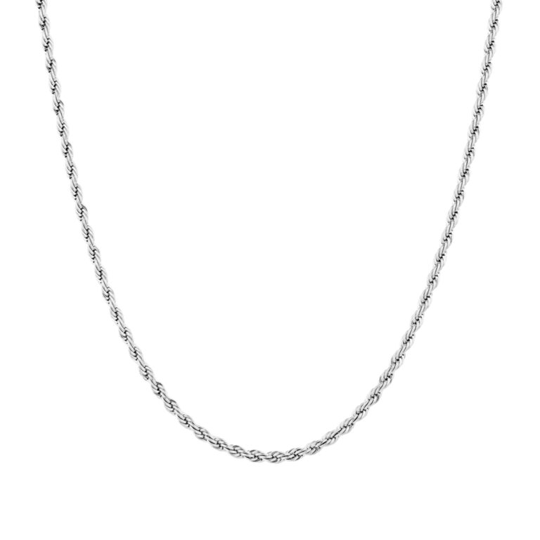 Collar hombre Essex, en color plata, en acero inoxidable con malla entrelazada, aportando profundidad y textura, de la marca Twobrothers.