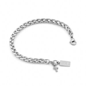 Pulsera hombre Montrose, en color plata, con colgante en forma de cruz, en acero inoxidable, de la marca Twobrothers.