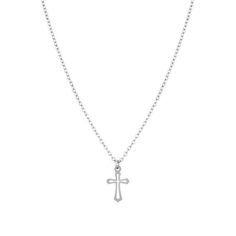 Collar hombre Baird, en color plata, con colgante en forma de cruz, en acero inoxidable, de la marca Twobrothers.