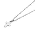 Collar hombre Burnet, en color plata, con un colgante en forma de cruz, en acero inoxidable, de la marca Twobrothers.