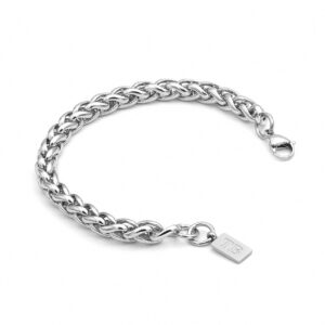 Pulsera hombre Carson, en color plata, en acero inoxidable, en la marca Twobrothers.