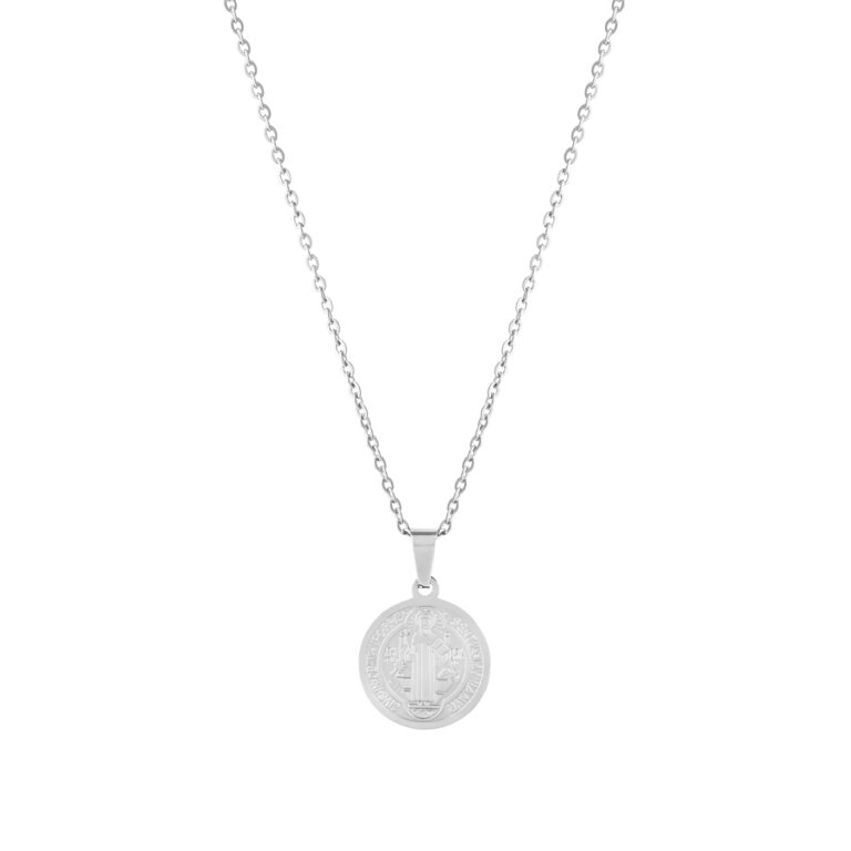 Collar hombre Alabama, en color plata, con un detallado colgante en forma de medalla, en acero inoxidable, de la marca Twobrothers.