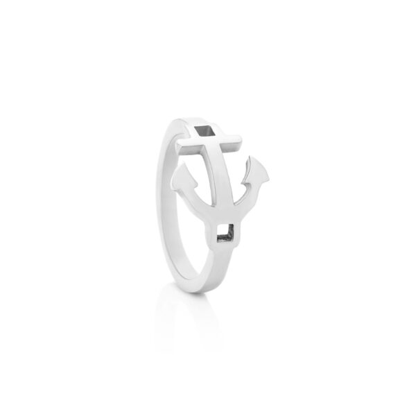 Anillo de acero inoxidable para mujer con ancla - Marca portuguesa Twobrothers - Anillo Lucie - Anillo discreto y elegante para mujer