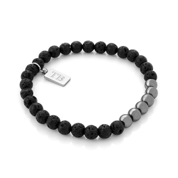 Pulsera de acero inoxidable para los hombres con piedras naturales oscuro y negro - marca portuguesa Twobrothers - Pulsera Milwaukee - pulsera de los hombres con estilo