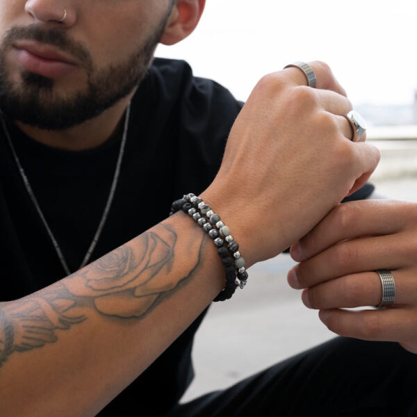 Pulseras para hombres con piedras naturales - Pulsera de piedras naturales para hombres - Pulsera de piedras naturales de la marca twobrothers - Pulsera Portuguesa - Marca Portuguesa - Accesorio de moda para hombres