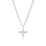 Collar hombre, en color plata, con colgante en forma de ángel, en acero inoxidable, de la marca Twobrothers.