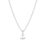 Collar hombre Sailor Man, en color plata, con colgante de ancla, en acero inoxidable, de la marca Twobrothers.