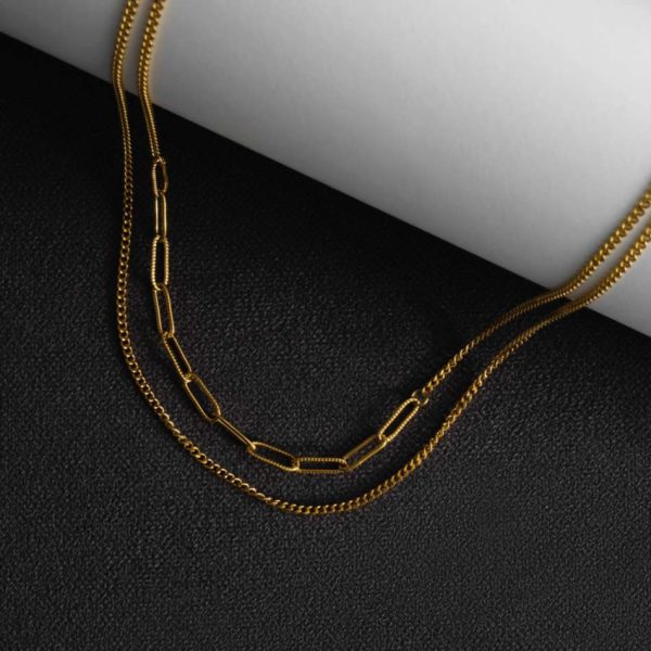 Collar Cascade Gold de dos vueltas de acero inoxidable chapado en oro para mujer de la marca Twobrothers.