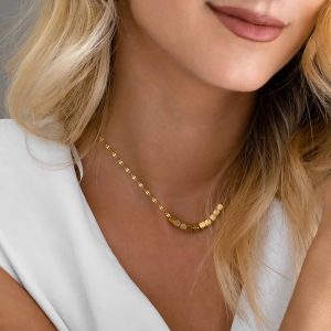 Collar Laurel Gold para mujer en acero inoxidable chapado en oro para una elegancia extrema de la marca Twobrothers.