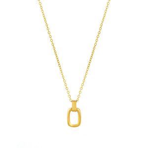 Collar Violet Gold para mujer en acero inoxidable dorado, con un elegante colgante de un rectángulo, producido por la marca portuguesa Twobrothers.
