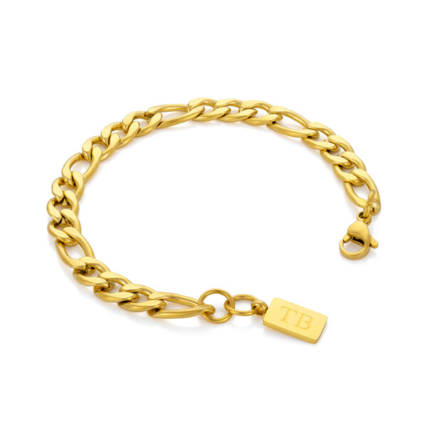 Pulsera Warren Gold para hombre fabricada en acero inoxidable chapado en oro estilo cadena de la marca Twobrothers.