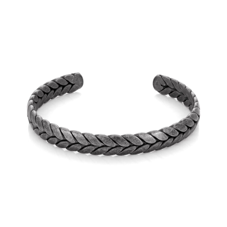 Pulsera hombre Hayward, en color oscurecida, abierta ajuste a la muñeca, en acero inoxidable, en la marca Twobrothers.