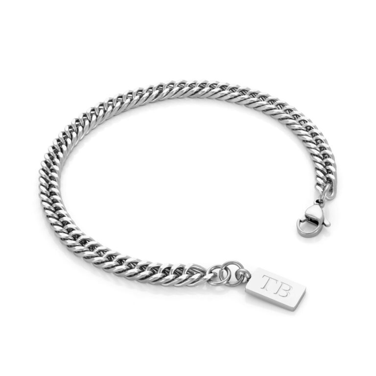Pulsera hombre Hampton, en color plata, en acero inoxidable, en la marca Twobrothers.