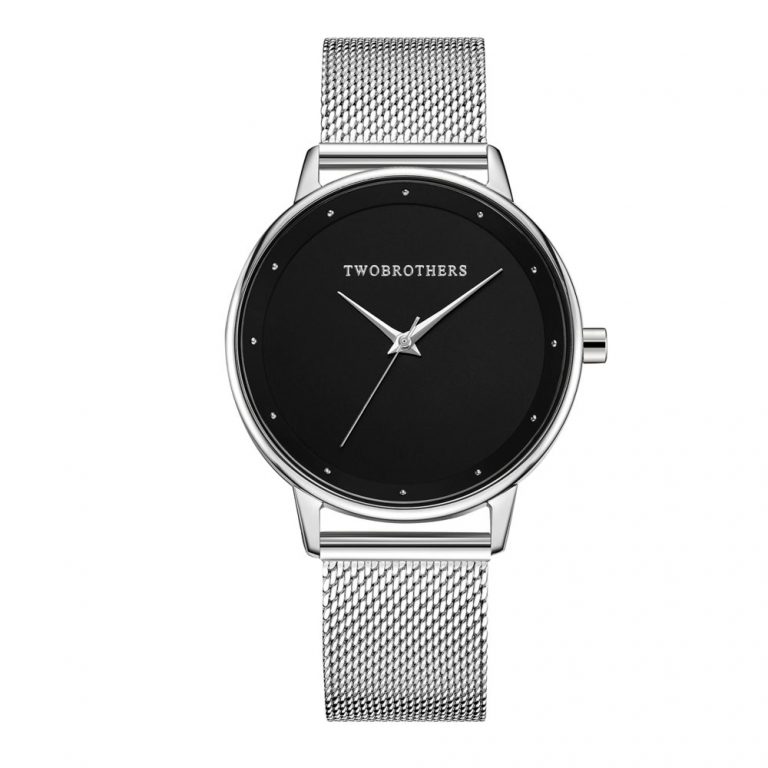 Reloj de acero inoxidable Classy Ayla para mujer con elegante esfera negra de la marca portuguesa Twobrothers