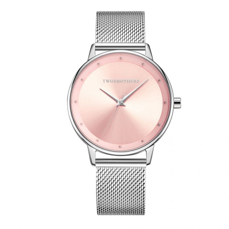 Elegante reloj Evelyn para mujer con esfera rosa de la marca portuguesa Twobrothers