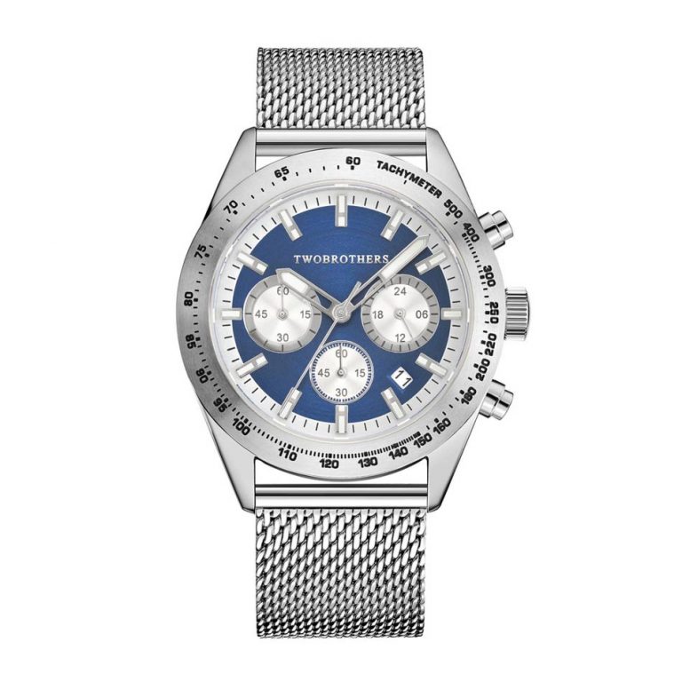 Exclusivo reloj de caballero Bronx de acero inoxidable con agujas y marcadores en la oscuridad de la marca portuguesa Twobrothers