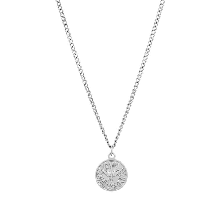 Collar hombre Alton, en color plateado, con un colgante en forma de medalla en acero inoxidable, de la marca Twobrothers.