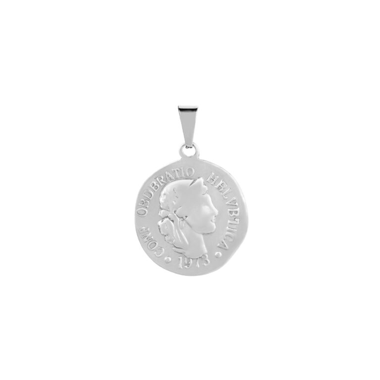 Colgante Renton, en forma de medalla, en color plata, en acero inoxidable, de la marca Twobrothers.