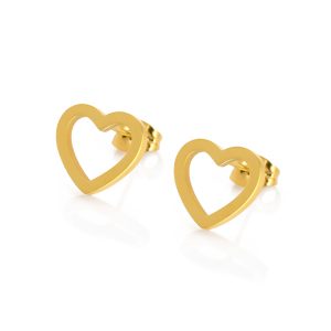 Pendientes Heart Gold para mujer fabricados en acero inoxidable dorado por la marca portuguesa Twobrothers.