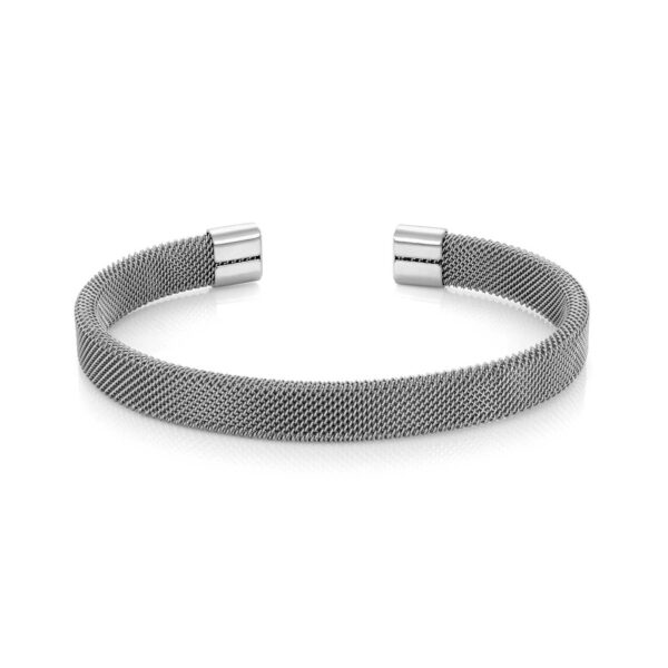 Pulsera hombre Manalapan, en color plata, con diseño abierto facilita el ajuste a la muñeca, en acero inoxidable, de la marca Twobrothers.