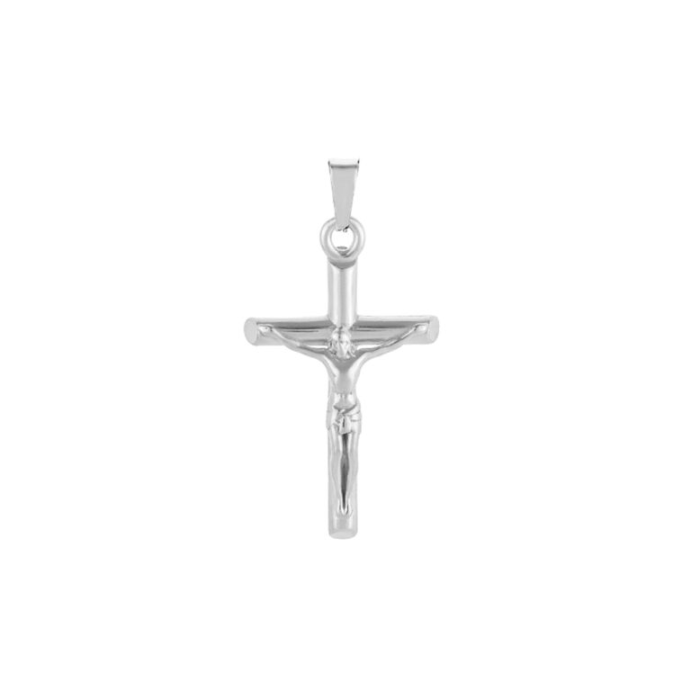 Colgante Jesus Cristo, en forma de cruz, en color plata, en acero inoxidable, de la marca Twobrothers.