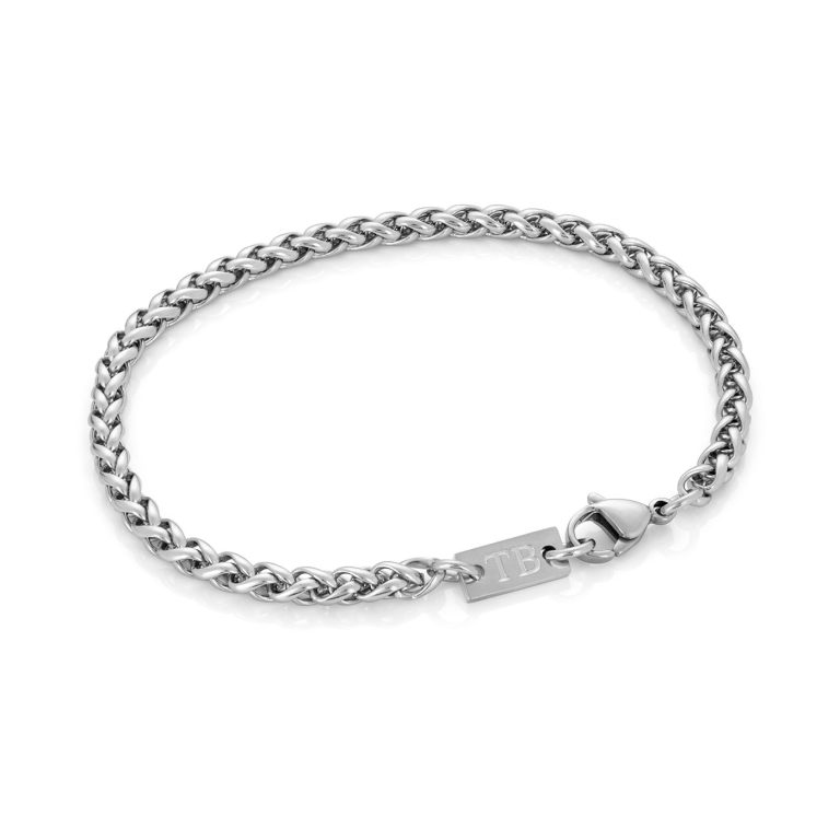 Pulseira Collin para homem em aço inoxidável prateado para um estilo simples e discreto da marca twobrothers em portugal.