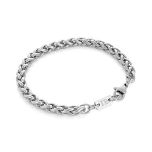 Pulseira masculina Wayne para homem em aço inoxidável polido e brilhante da marca Portuguesa twobrothers.