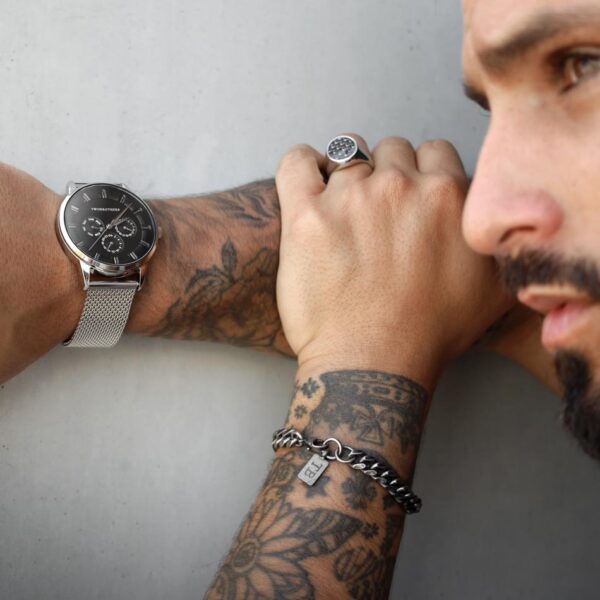 Pulsera hombre Los Angeles, en color oscurecida, en acero inoxidable ennegrecido, de la marca Twobrothers.