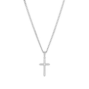 Collar Yorktown para Hombre con una cruz en acero inoxidable minimalista del marca Twobrothers en españa.