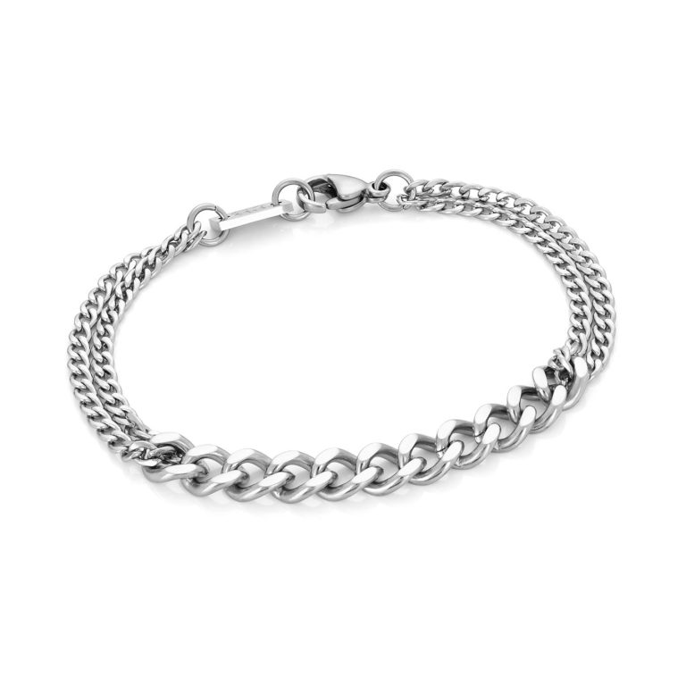 Pulseira Greeley para homem em aço inoxidável com duas correntes diferentes para estilo diário da Twobrothers.