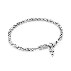 Pulsera hombre Collin Wing en color plata en acero inoxidable con discreto colgante en forma de ala de la marca Twobrothers