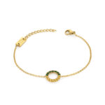 Pulseira para Mulher, em aço inoxidável antialérgico dourado com pedras brilhantes verdes, da marca Twobrothers.