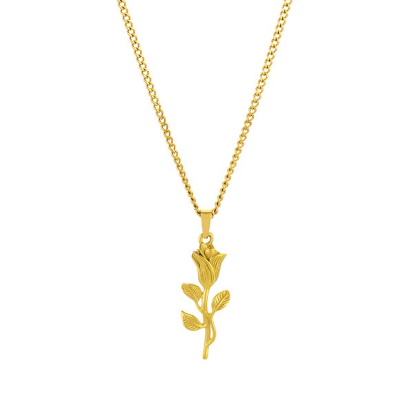 Colar Portland Gold em aço inoxidável Dourado, para mulher, com pendente em forma de rosa da marca Twobrothers.