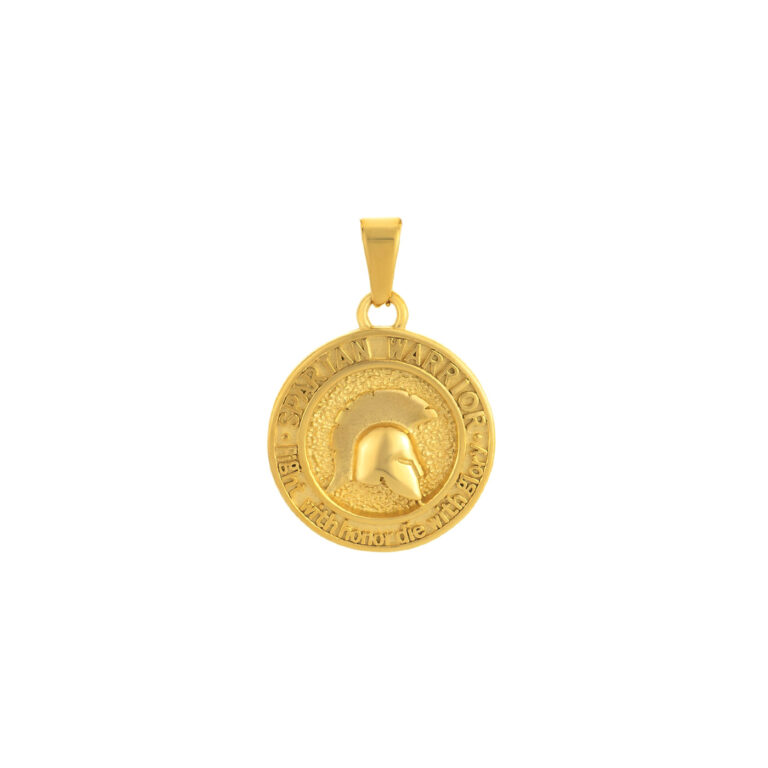 Colgante en medalla Gladiador, en color dorada, en acero inoxidable, de la marca Twobrothers.
