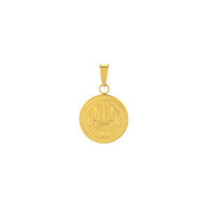 Pendente Medalha Justice Gold Dourada, em aço inoxidável para colares.