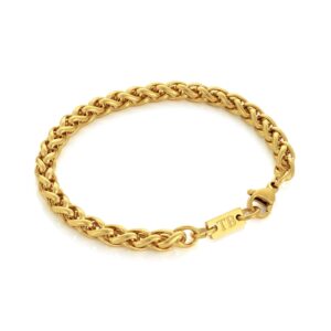 Pulseira masculina Wayne Dourada para homem, em aço inoxidável polido e dourado, da marca Portuguesa Twobrothers.