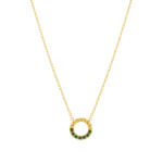 Colar Mulher Dourado com Brilhantes Verdes da Twobrothers