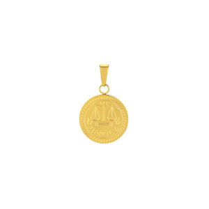 Colgante de Medalla Dorada Damascus, con la balanza de la justicia, para Collar Dorado en acero inoxidable