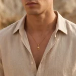 Collar Hombre Dorado Poseidón Tridente - Imagen 2