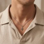 Collar Hombre Cruz con Brillante - Imagen 5