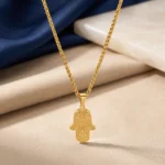 Collar Hombre Dorado Cadena Mano de Fátima - Imagen 3