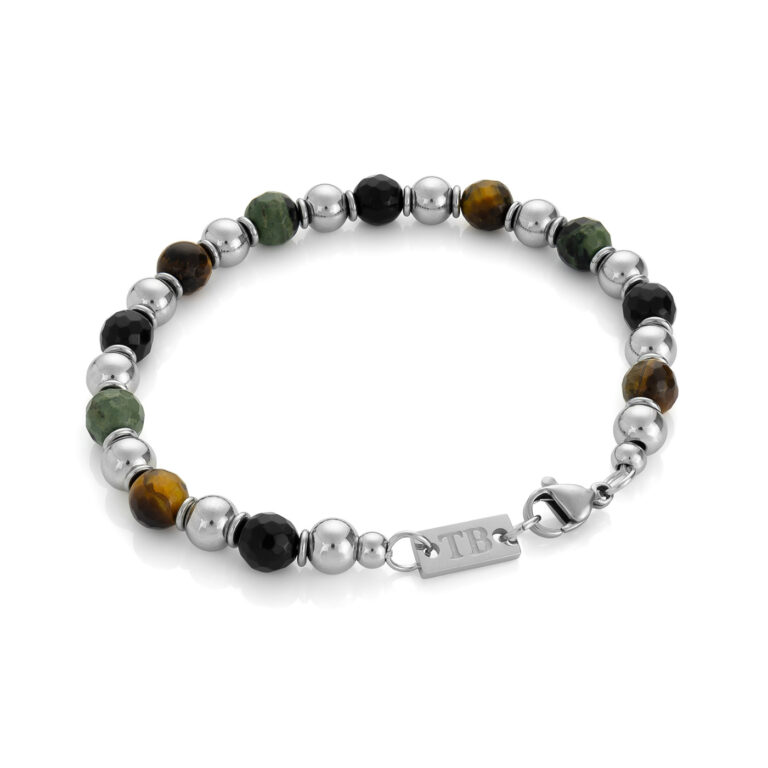 Pulsera hombre Boulder, en acero inoxidable y piedras naturales, de la marca Twobrothers.