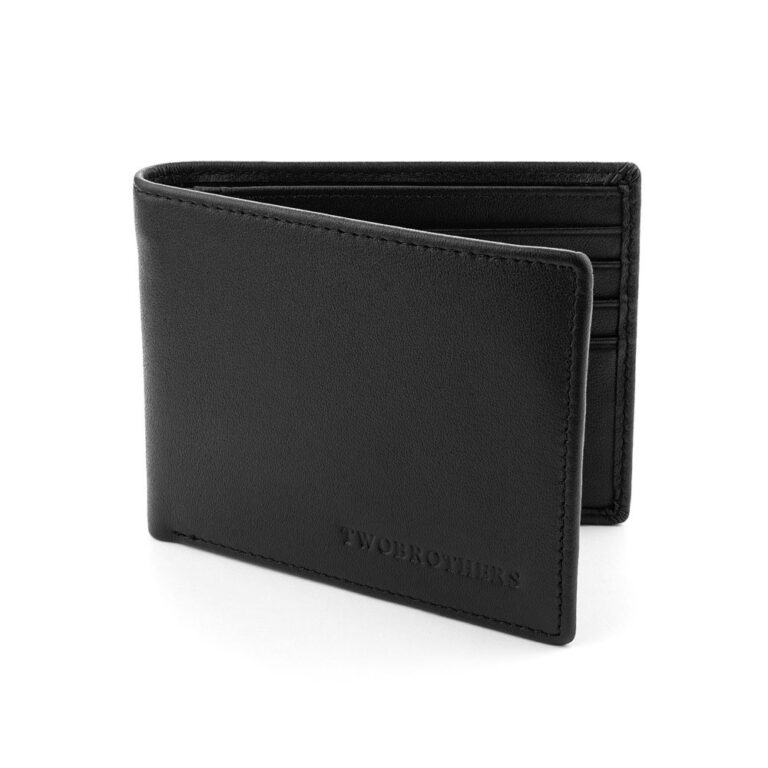 Cartera para hombre en piel auténtica de color negro.