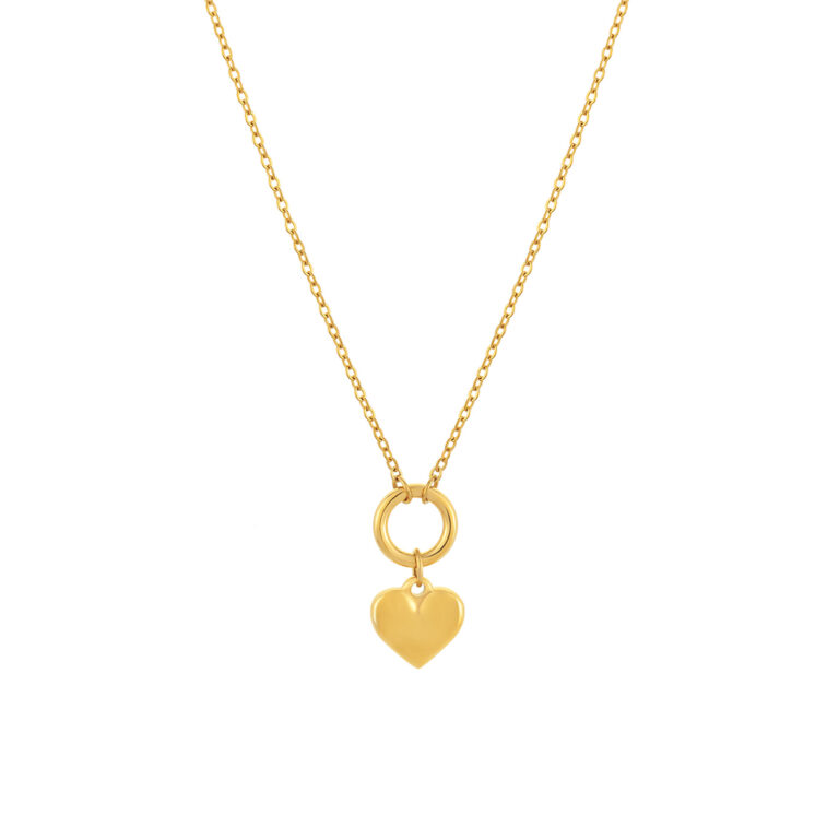 Collar dorado para mujer con colgante de corazón dorado en acero inoxidable.