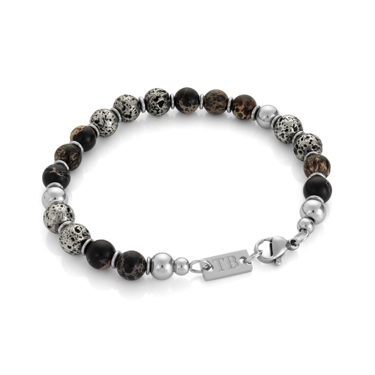 Pulsera hombre Denver, en acero inoxidable y piedras naturales, de la marca Twobrothers.