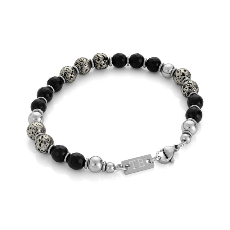 Pulsera hombre Medford, en acero inoxidable y piedras naturales, de la marca Twobrothers.