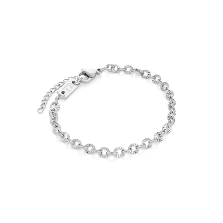 Pulsera dorada de mujer en acero inoxidable, sencilla y elegante.