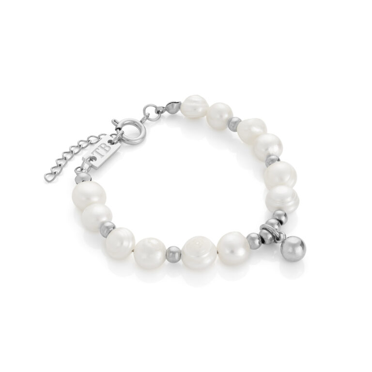 pulsera para mujer en plata con perlas
