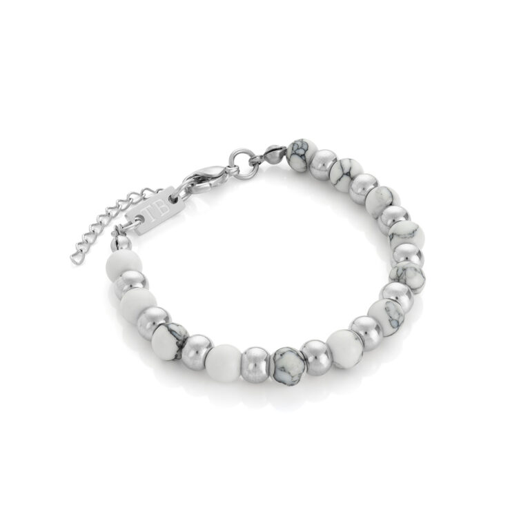 Pulseras de mujer con piedras naturales de jaspe gris.